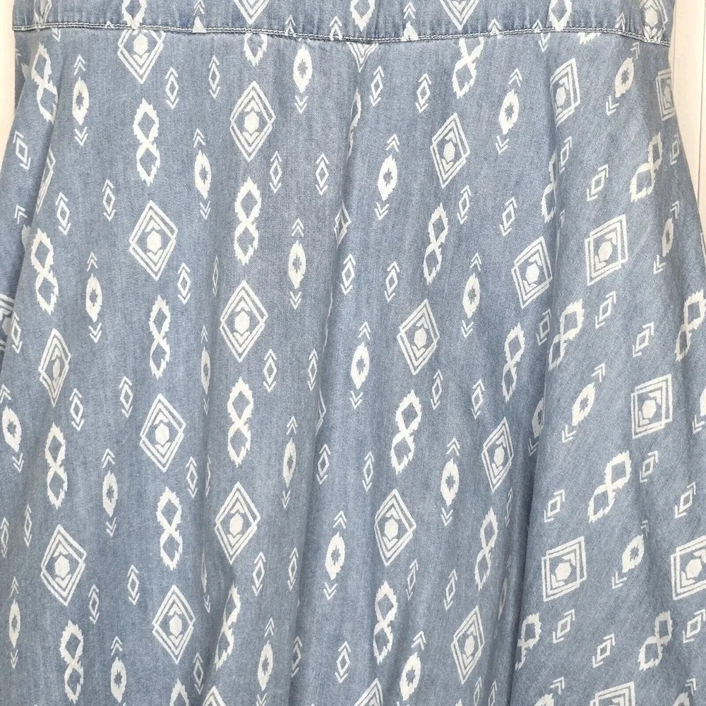Justice Sleeveless Dress‎ Kids 12 Blue Geometric Boho Floral Embroidered Core